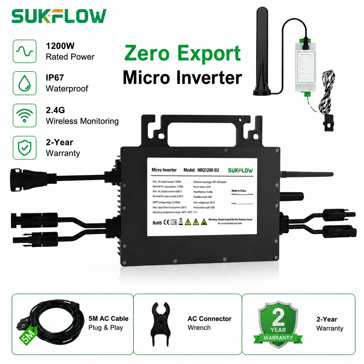 Grid Tie Micro Inverter - SUKFLOW Zero Expert 1200W Şebeke Bağlantılı